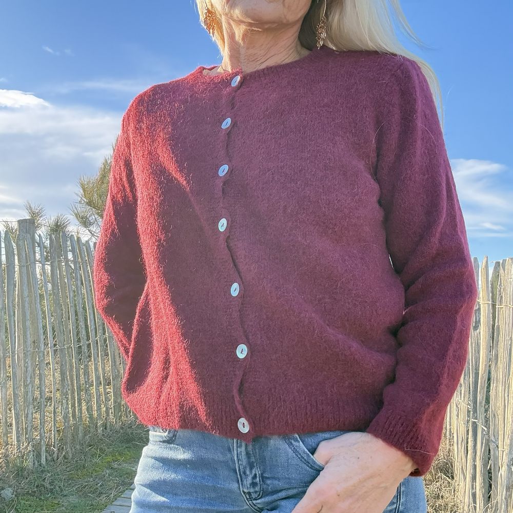 gilet court tout doux bordeaux
