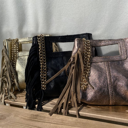 mini sac bandoulière chaine avec frange