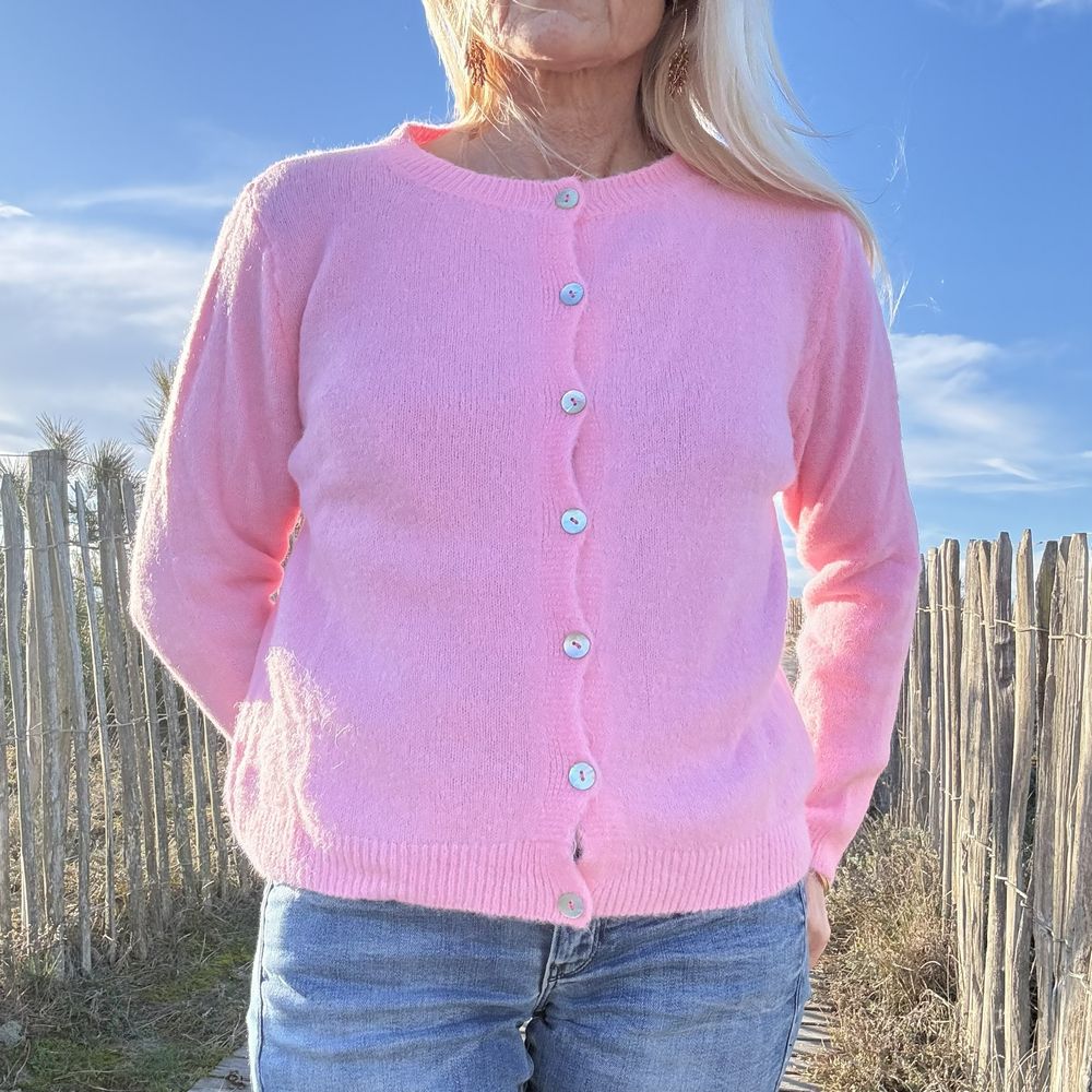 gilet court rose tout doux