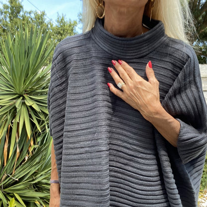 poncho oversize col rond montant