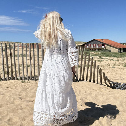robe blanche en coton brode