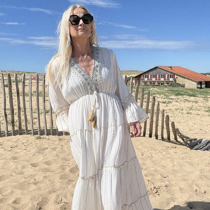 robe longue et manche longue coton blanc 