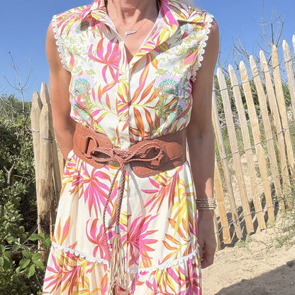 robe longue sans manche fleurie bohème