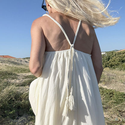 robe longue dos nu en coton doublee