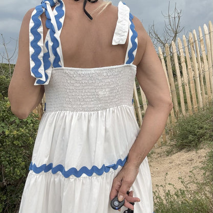 robe longue blanche smock dans le dos