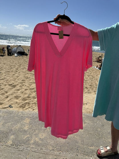 robe éponge rose