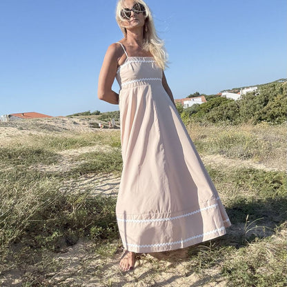 robe longue a bretelle en coton