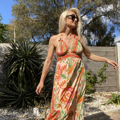 robe longue dos nu orange