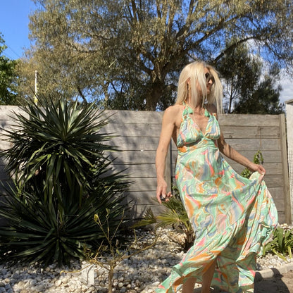 robe longue dos nu poitrine maintenue