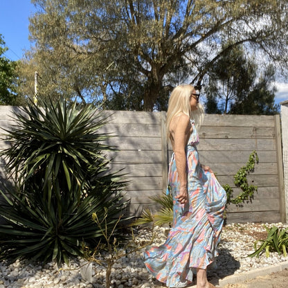 robe longue volantee dos nu