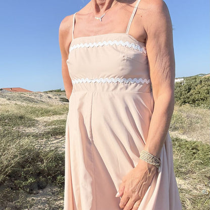 robe longue en coton beige doublee