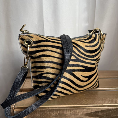 Sac bandoulière en cuir motif animalier