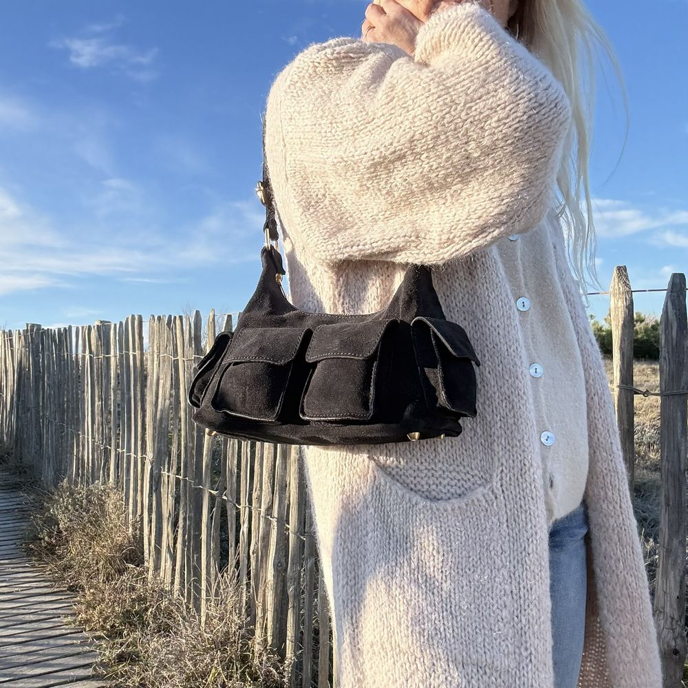 sac bandoulière en cuir multipoche