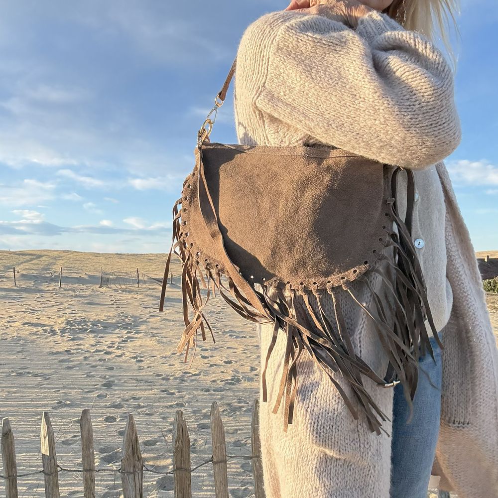 sac bohème en cuir grande frange