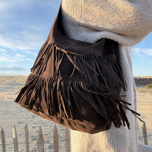 Sac Fourre-Tout Bohème à Franges Arizona  – Cuir Véritable & Esprit Nomade