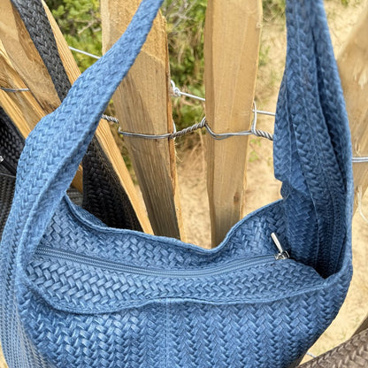 sac fourre tout en cuir tresse