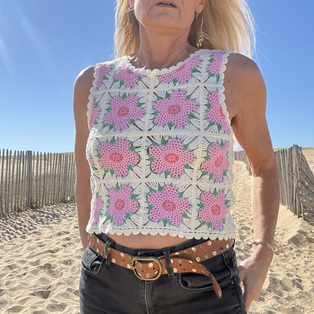 Top en Crochet Patchwork – Fidji -  Style Bohème Vintage
