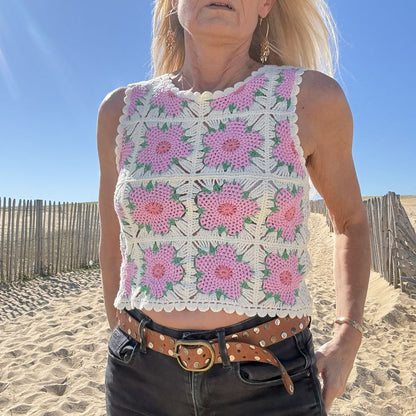 Top en Crochet Patchwork – Fidji -  Style Bohème Vintage