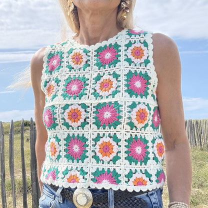 top crochet façon patchwork ultra bohème