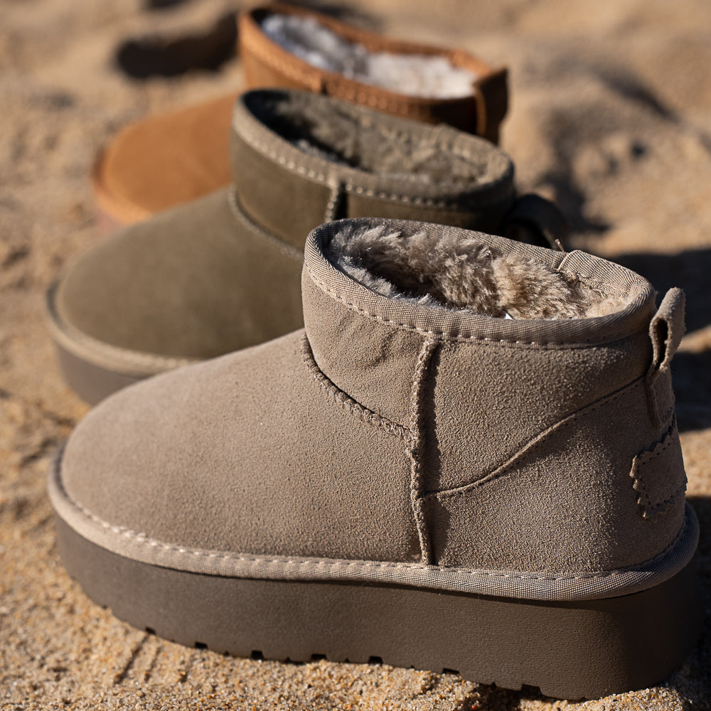 bottine fourrée en cuir semelle plateforme