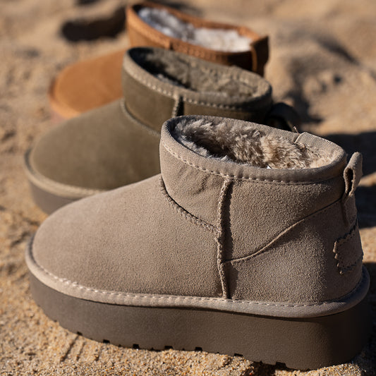 bottine fourrée en cuir semelle plateforme