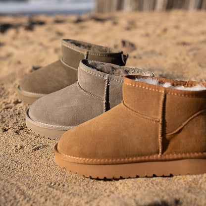 bottine fourrée basse en cuir 