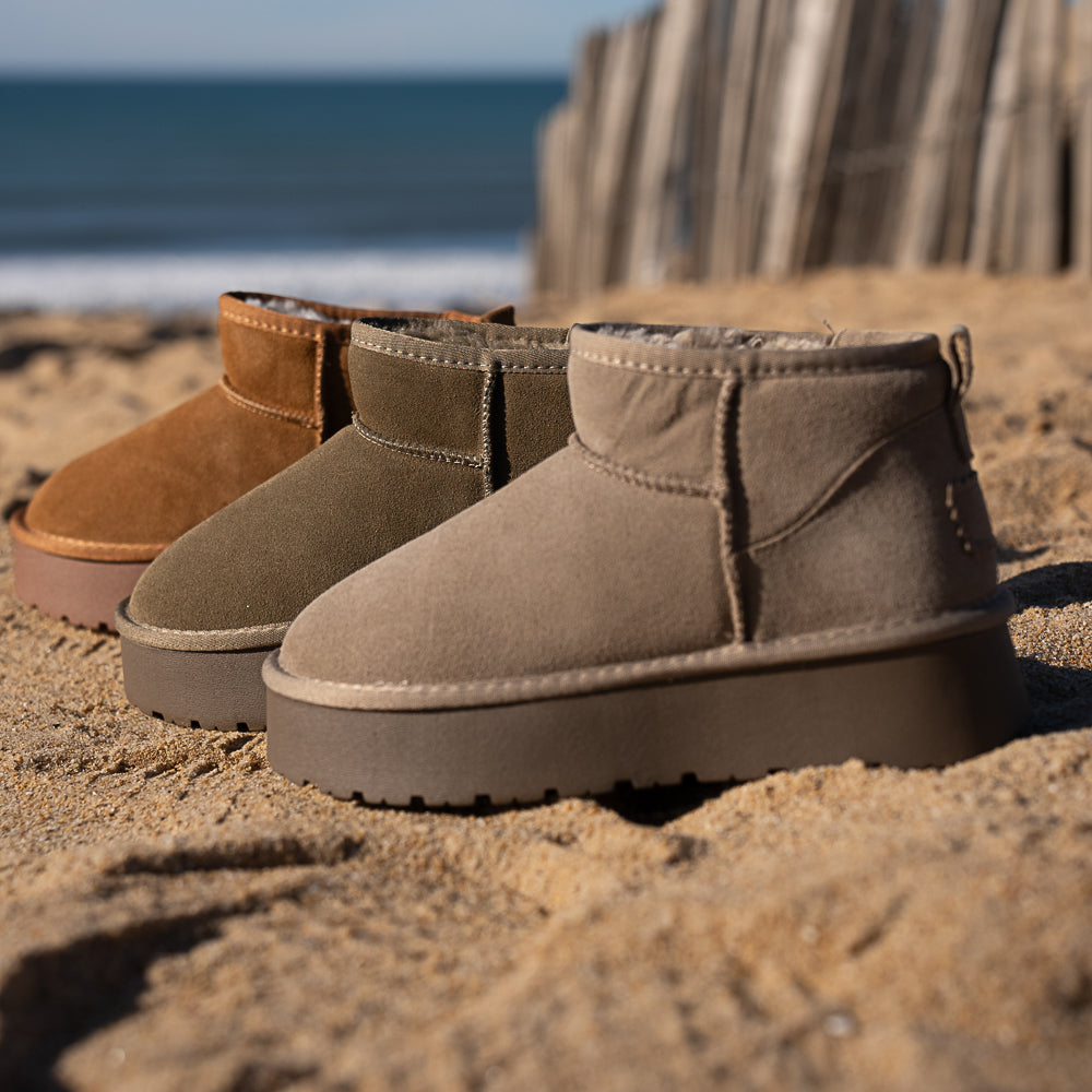 bottine en cuir fourrure 