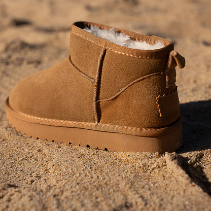 bottine basse en cuir camel fourrée