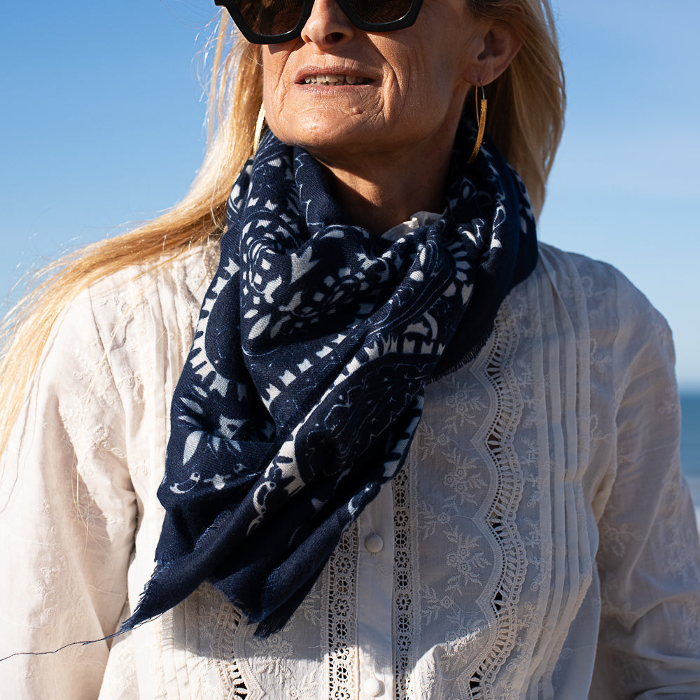 foulard carre XL bandana bleu