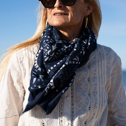 foulard carre XL bandana bleu