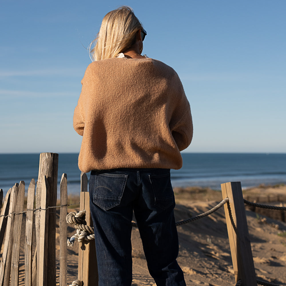 gilet classique en baby alpaga beige