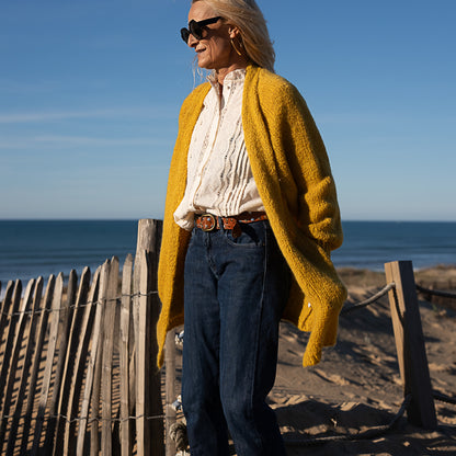 Gilet Long en Grosse Maille Laine & Mohair Paula – Le Must-Have Cocooning & Chic