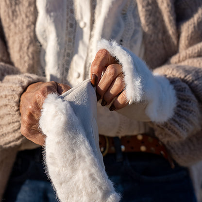 mitaine fausse fourrure blanc