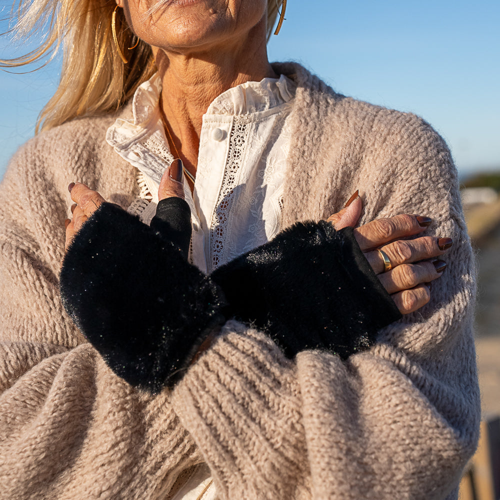 mitaine fourrure noire