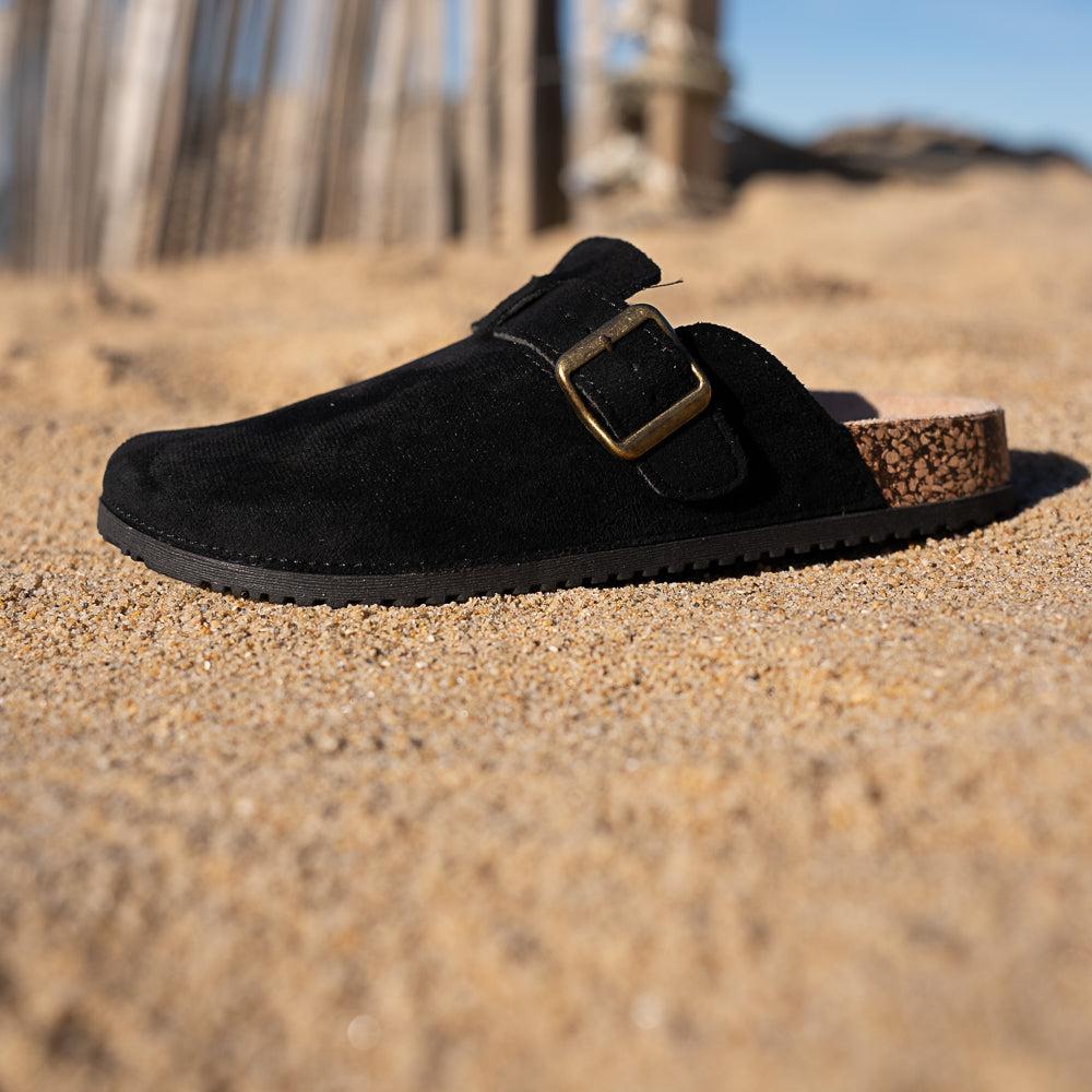 mule birken en suédine noire