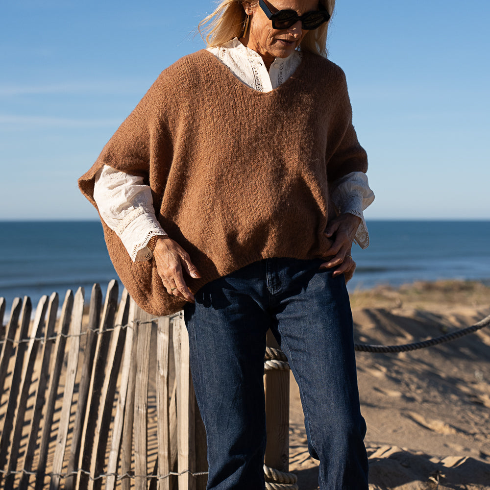 pull sans manche oversize baby alpaga camel