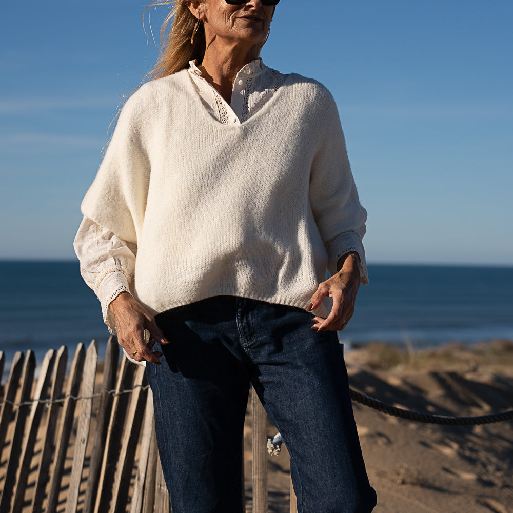 pull sans manche baby alpaga blanc