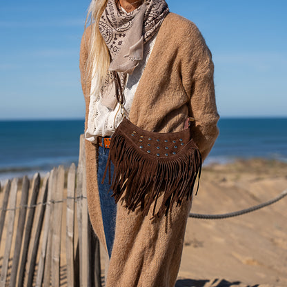 Petit Sac en Cuir Porté Épaule avec Clous – Style Bohème Chic - Oregon