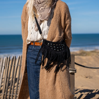 Petit Sac en Cuir Porté Épaule avec Clous – Style Bohème Chic - Oregon